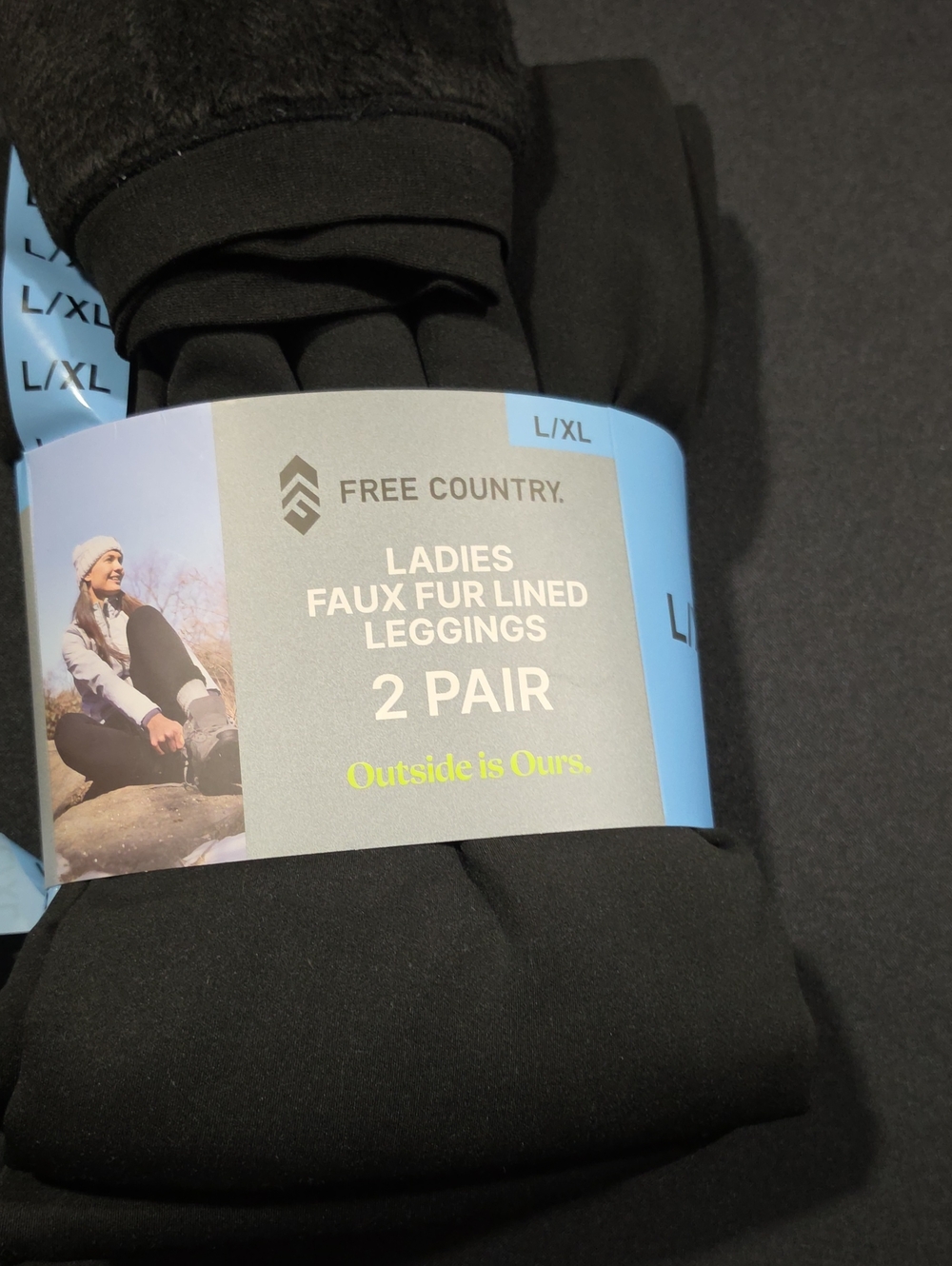 Free Country Black Faux Fur Lined Leggings 2-Pack